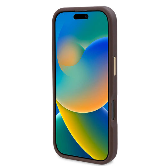 MagSafe hoesje voor Apple iPhone 16 Pro, Guess, 4G Logo Plate, Bruin