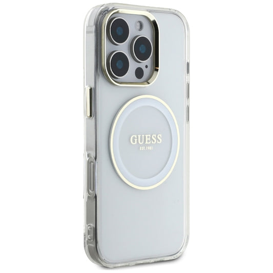 MagSafe hoesje voor Apple iPhone 16 Pro, Guess, IML Metal Colored Circle, Wit