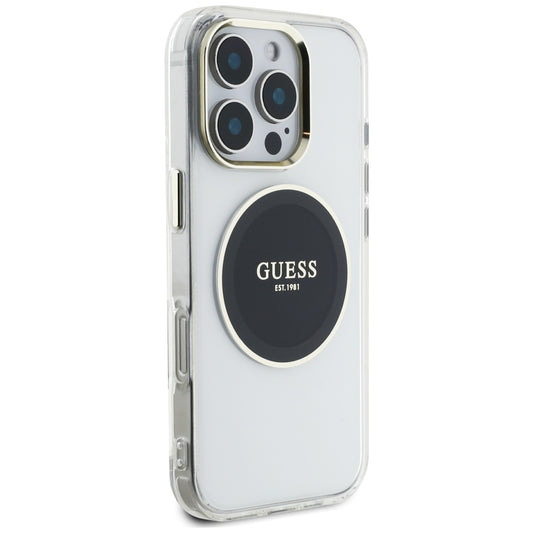 MagSafe hoesje voor Apple iPhone 16 Pro, Guess, IML Metal Colored Circle, Zwart
