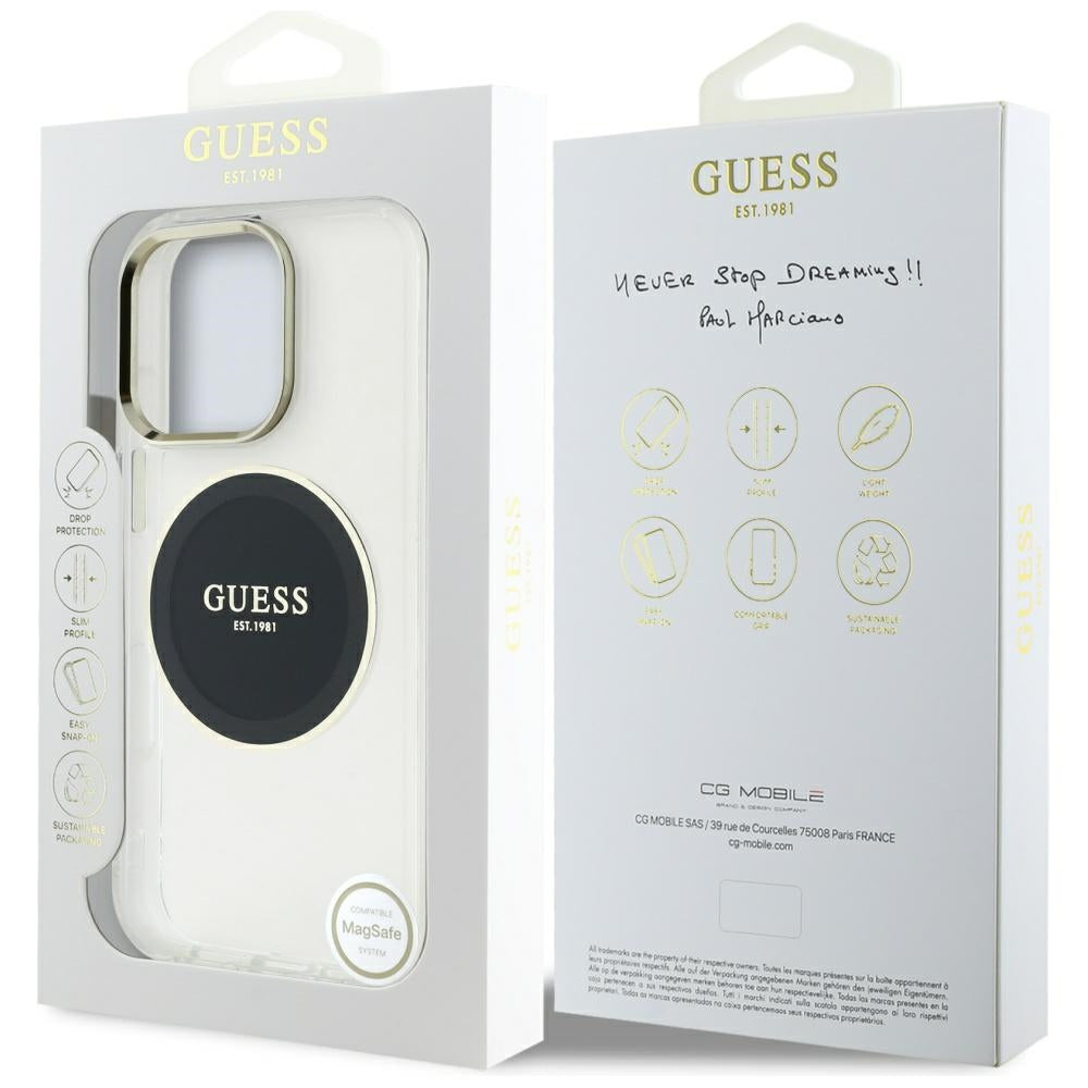 MagSafe hoesje voor Apple iPhone 16 Pro, Guess, IML Metal Colored Circle, Zwart