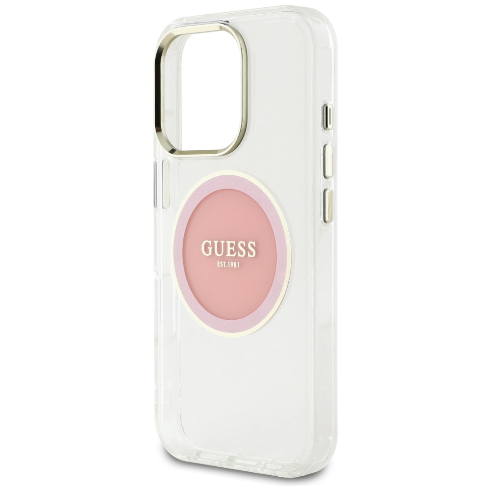 MagSafe hoesje voor Apple iPhone 16 Pro, Guess, IML Metal Colored Circle, Roze