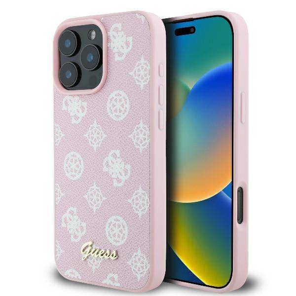 MagSafe hoesje voor Apple iPhone 16 Pro, Guess, Peony Script, Roze
