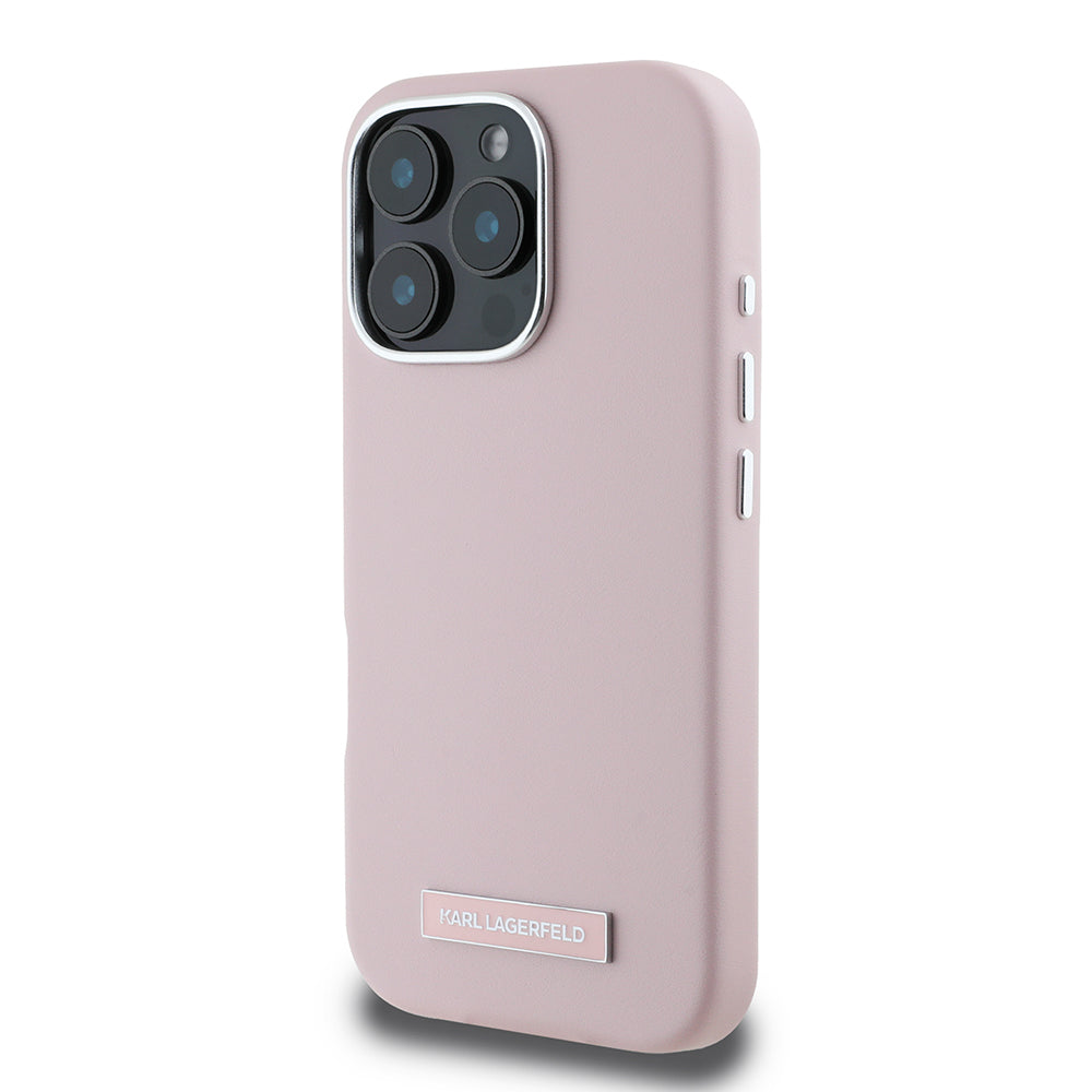 MagSafe hoes voor Apple iPhone 16 Pro, Karl Lagerfeld, FW Metal Plate, Roze