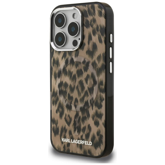 MagSafe hoesje voor Apple iPhone 16 Pro, Karl Lagerfeld, IML Leopard Patroon, Bruin