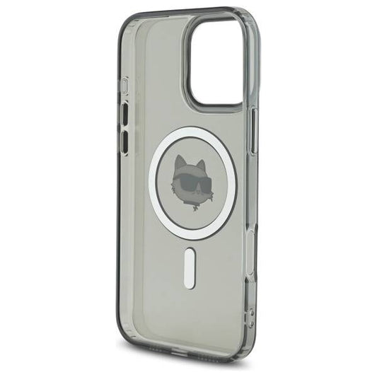 MagSafe hoesje voor Apple iPhone 16 Pro, Karl Lagerfeld, IML Metal Choupette's Head, Zwart