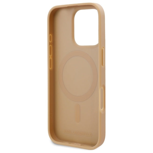MagSafe hoes voor Apple iPhone 16 Pro, Karl Lagerfeld, Monogram Metalen Logo, Beige