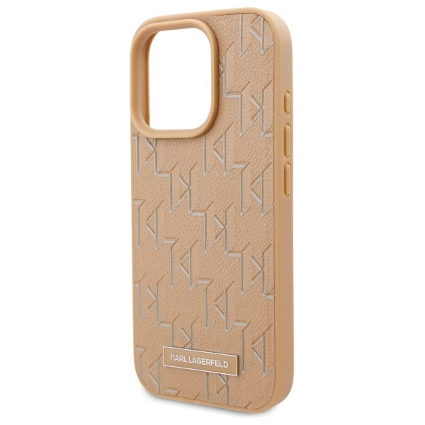 MagSafe hoes voor Apple iPhone 16 Pro, Karl Lagerfeld, Monogram Metalen Logo, Beige
