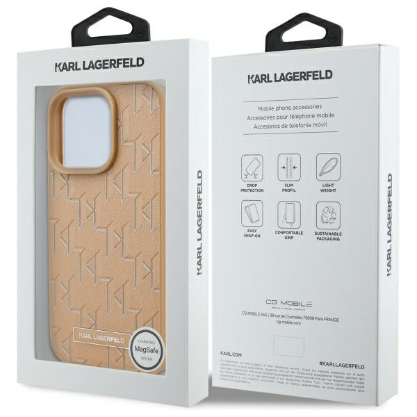 MagSafe hoes voor Apple iPhone 16 Pro, Karl Lagerfeld, Monogram Metalen Logo, Beige
