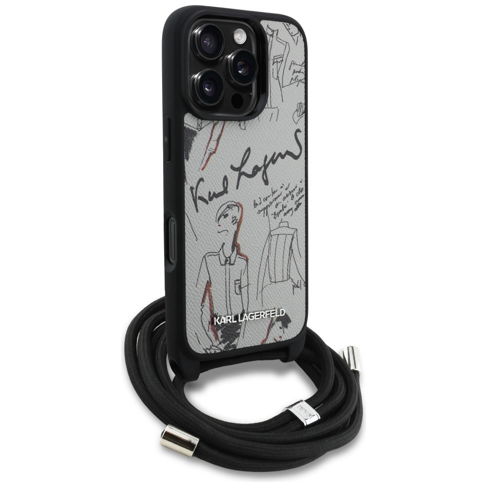 MagSafe hoes voor Apple iPhone 16 Pro, Karl Lagerfeld, Saffiano Crossbody, Gri