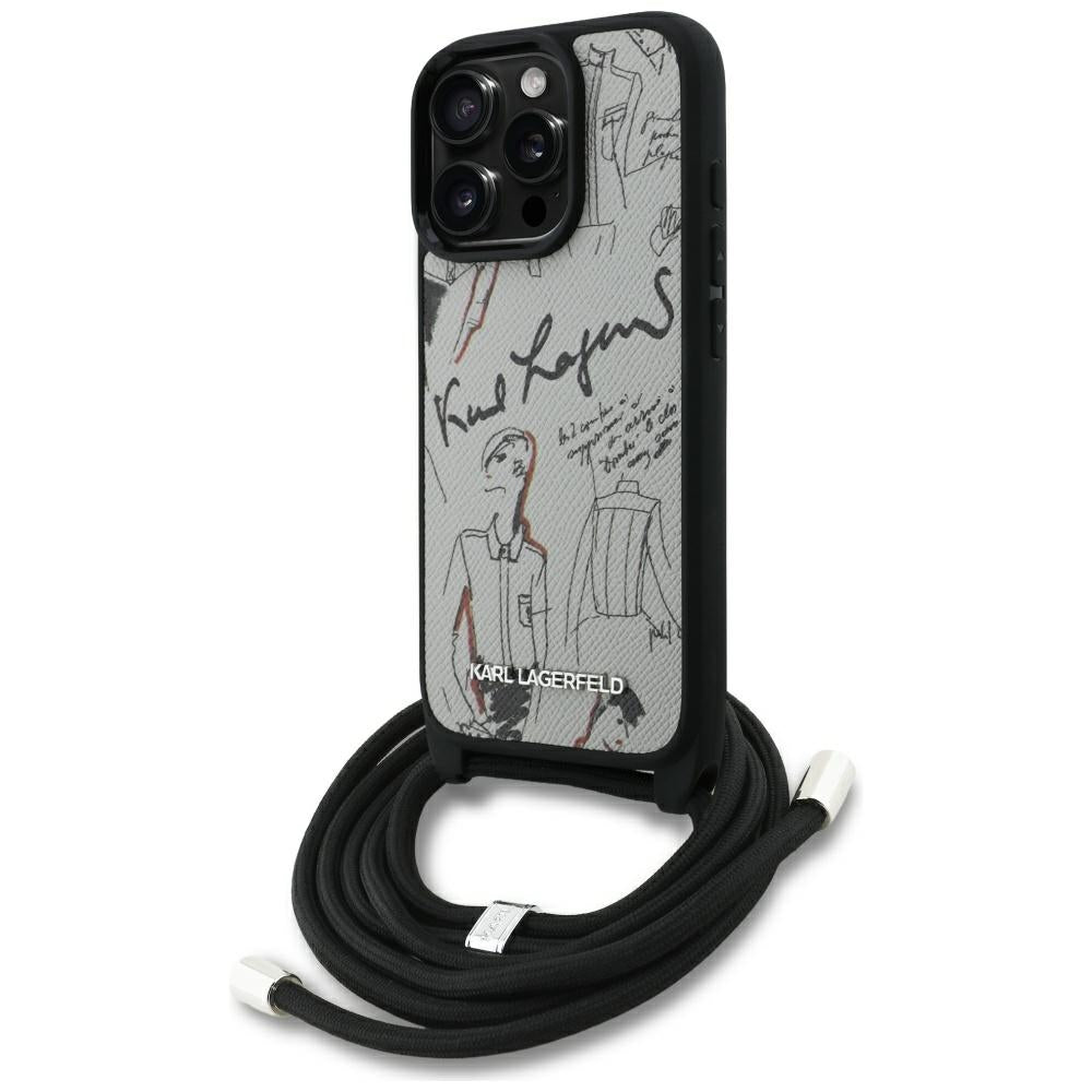 MagSafe hoes voor Apple iPhone 16 Pro, Karl Lagerfeld, Saffiano Crossbody, Gri