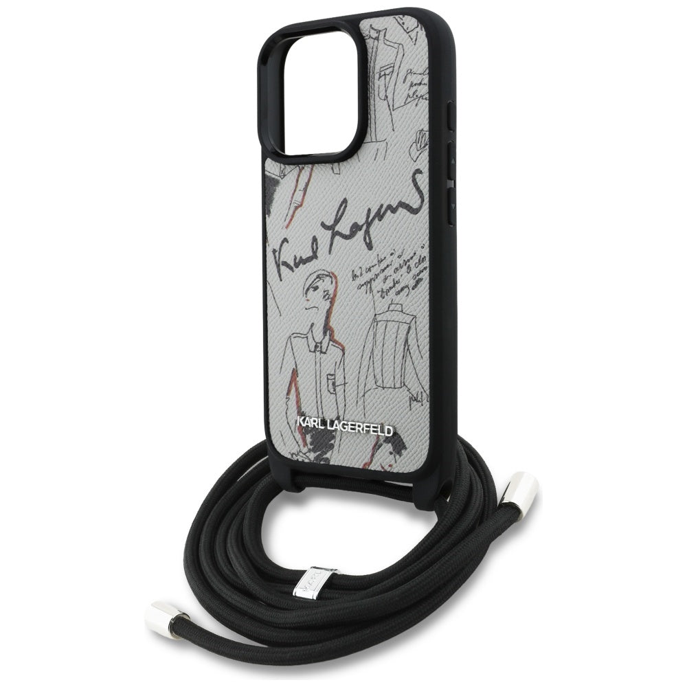 MagSafe hoes voor Apple iPhone 16 Pro, Karl Lagerfeld, Saffiano Crossbody, Gri