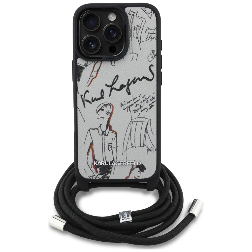MagSafe hoes voor Apple iPhone 16 Pro, Karl Lagerfeld, Saffiano Crossbody, Gri