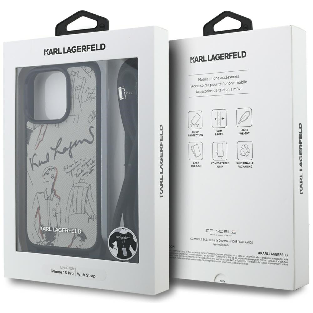 MagSafe hoes voor Apple iPhone 16 Pro, Karl Lagerfeld, Saffiano Crossbody, Gri