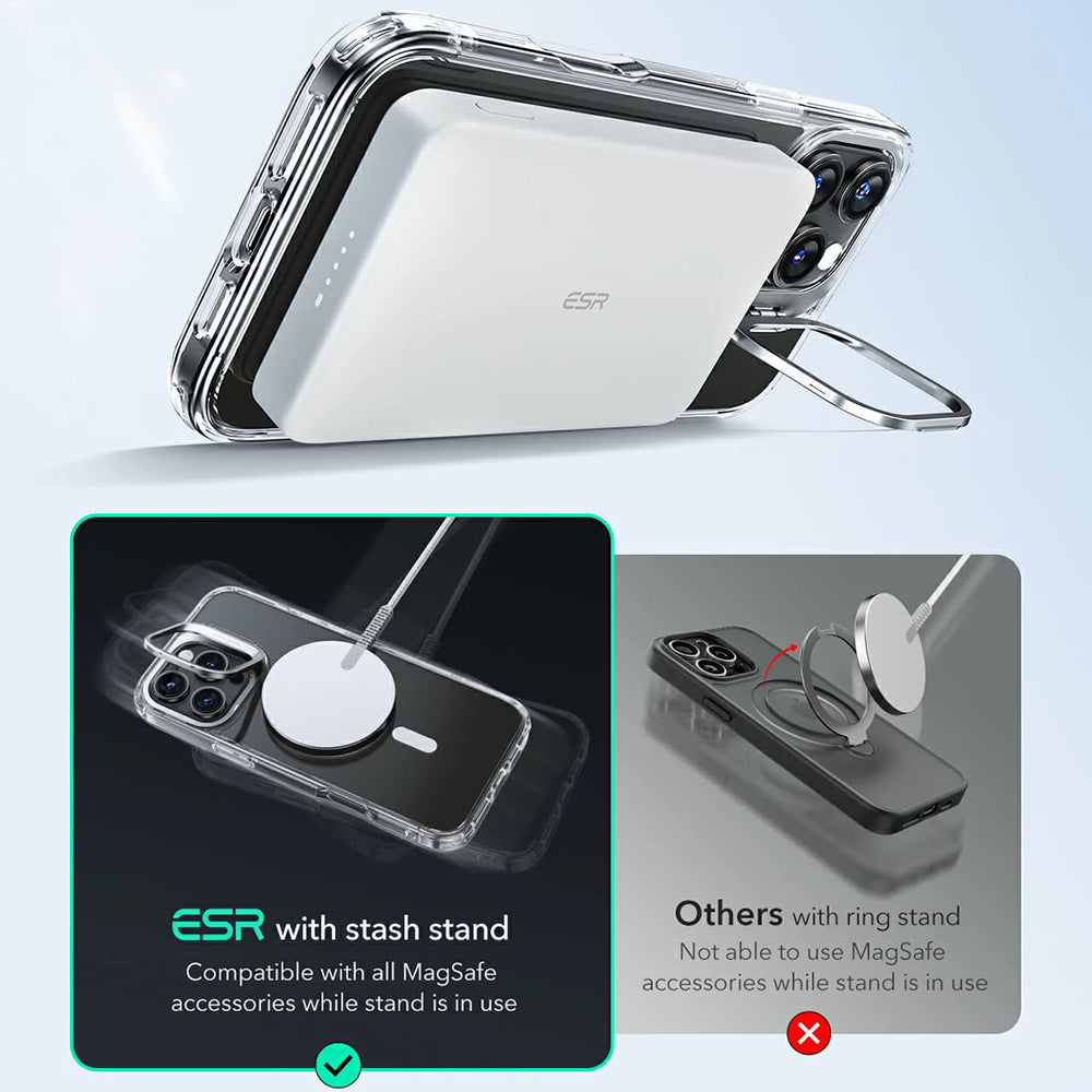 MagSafe hoesje voor Apple iPhone 16 Pro Max, ESR, Classic Hybrid Kickstand, Transparant Gri