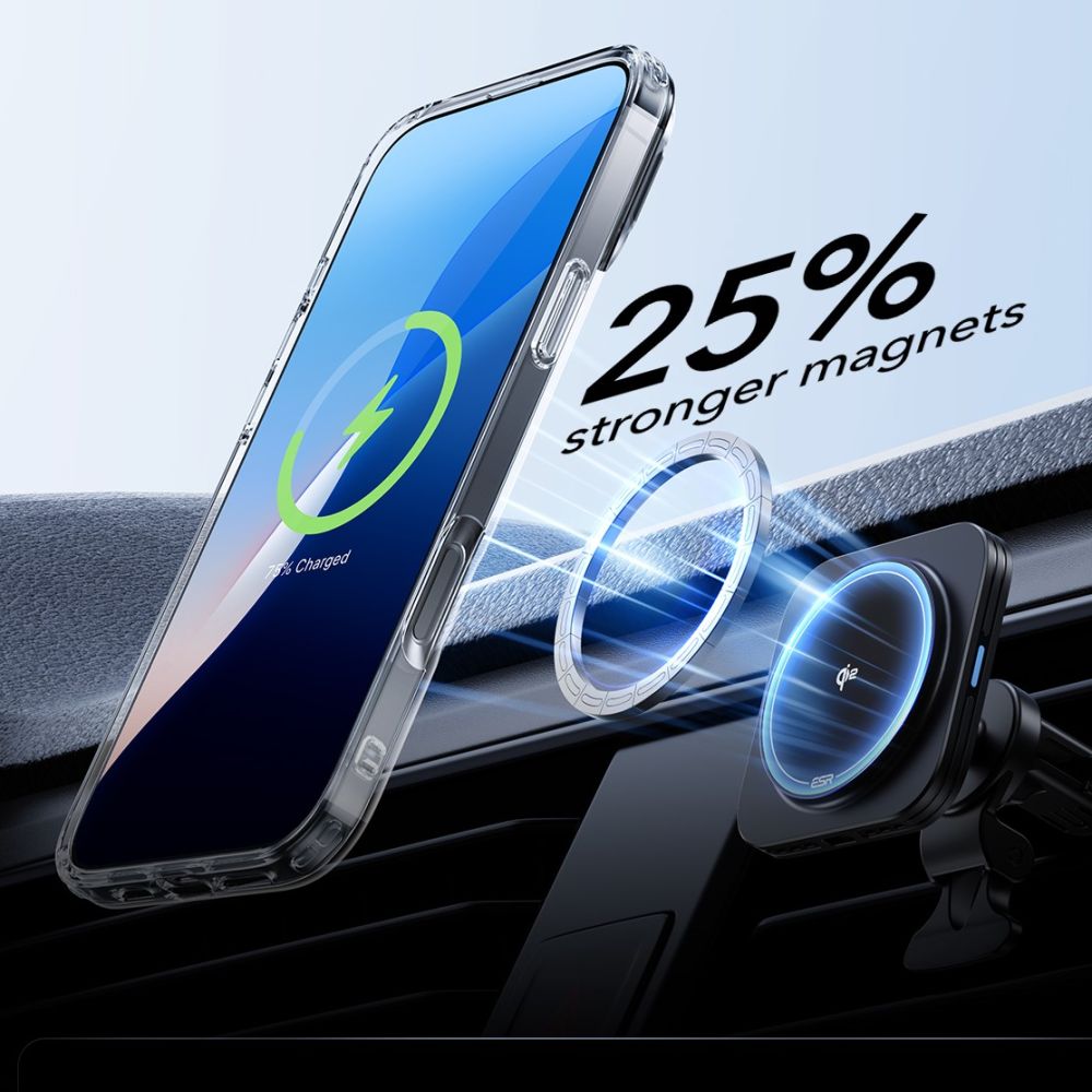 MagSafe hoesje voor Apple iPhone 16 Pro Max, ESR, Classic Hybrid Kickstand met schermbeschermer, Transparant