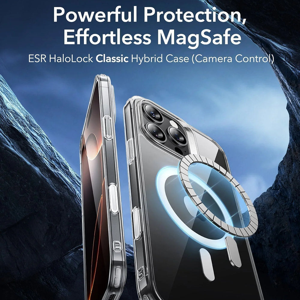 MagSafe hoesje voor Apple iPhone 16 Pro Max, ESR, Classic Hybrid Slide, Zwart Transparant