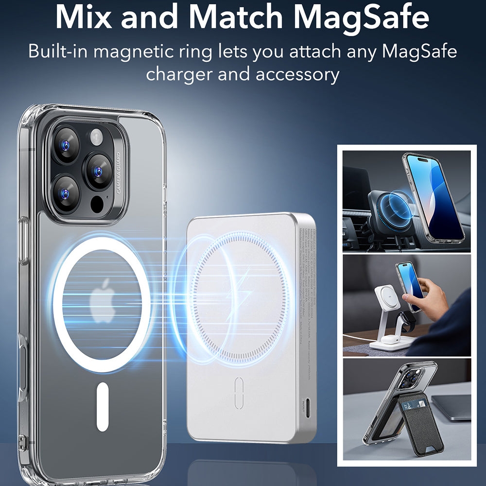 MagSafe hoes voor Apple iPhone 16 Pro Max, ESR, Classic Hybrid, Satijn Transparant