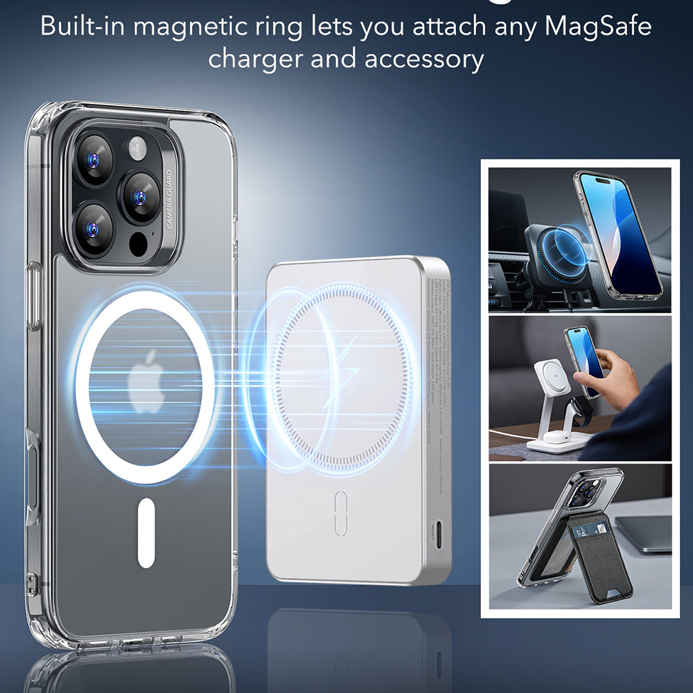 MagSafe hoes voor Apple iPhone 16 Pro Max, ESR, Classic Hybrid, Satijn Transparant