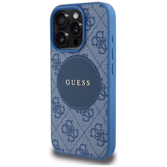 MagSafe hoesje voor Apple iPhone 16 Pro Max, Guess, 4G Circle Classic Logo, Blauw