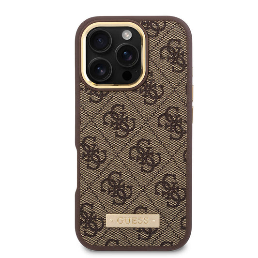 MagSafe hoesje voor Apple iPhone 16 Pro Max, Guess, 4G Logo Plate, Zwart