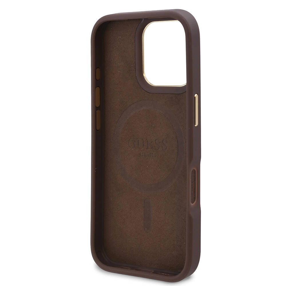 MagSafe hoesje voor Apple iPhone 16 Pro Max, Guess, 4G Logo Plate, Zwart