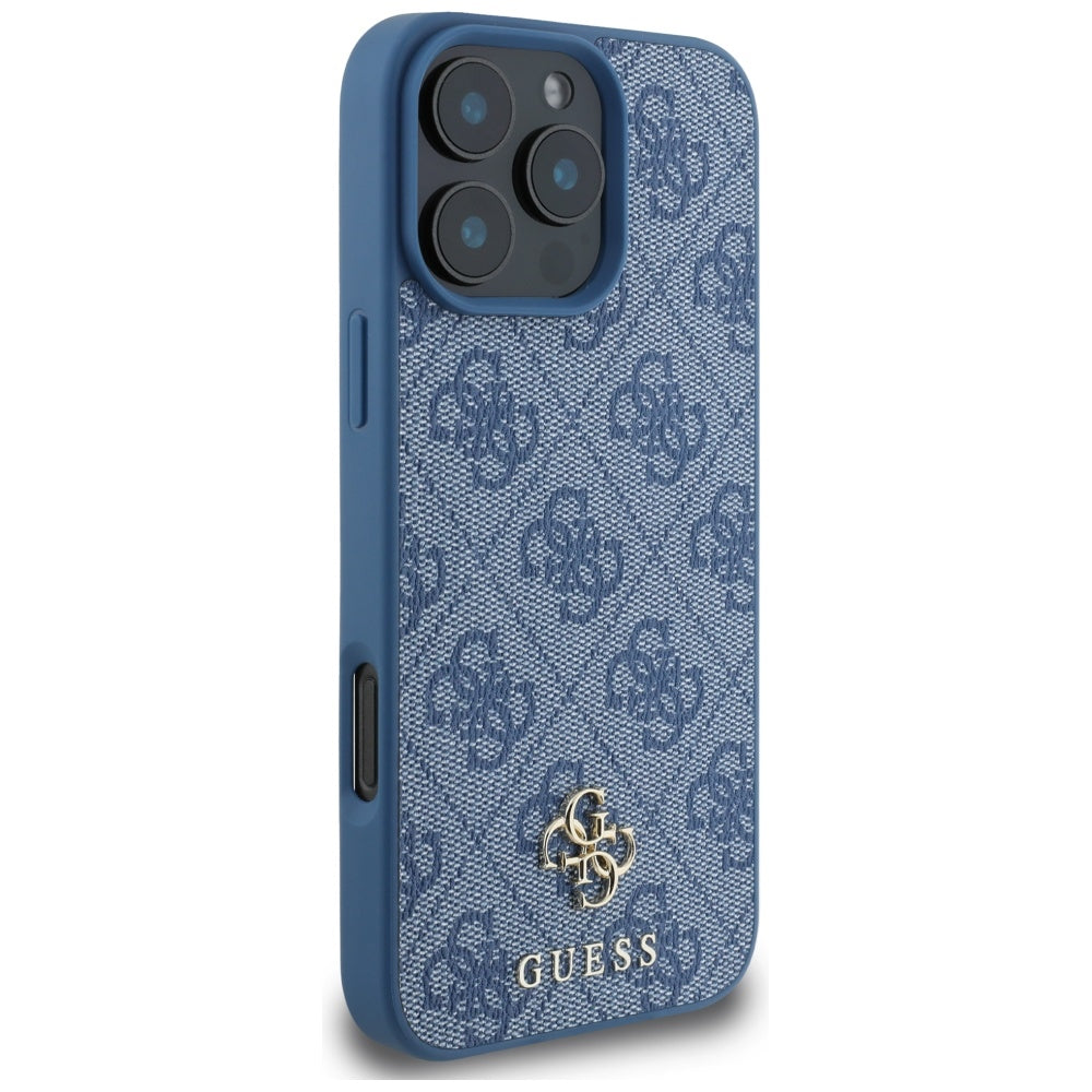 MagSafe Case for Apple iPhone 16 Pro Max, Guess, 4G Small and Classic Logo, Blue