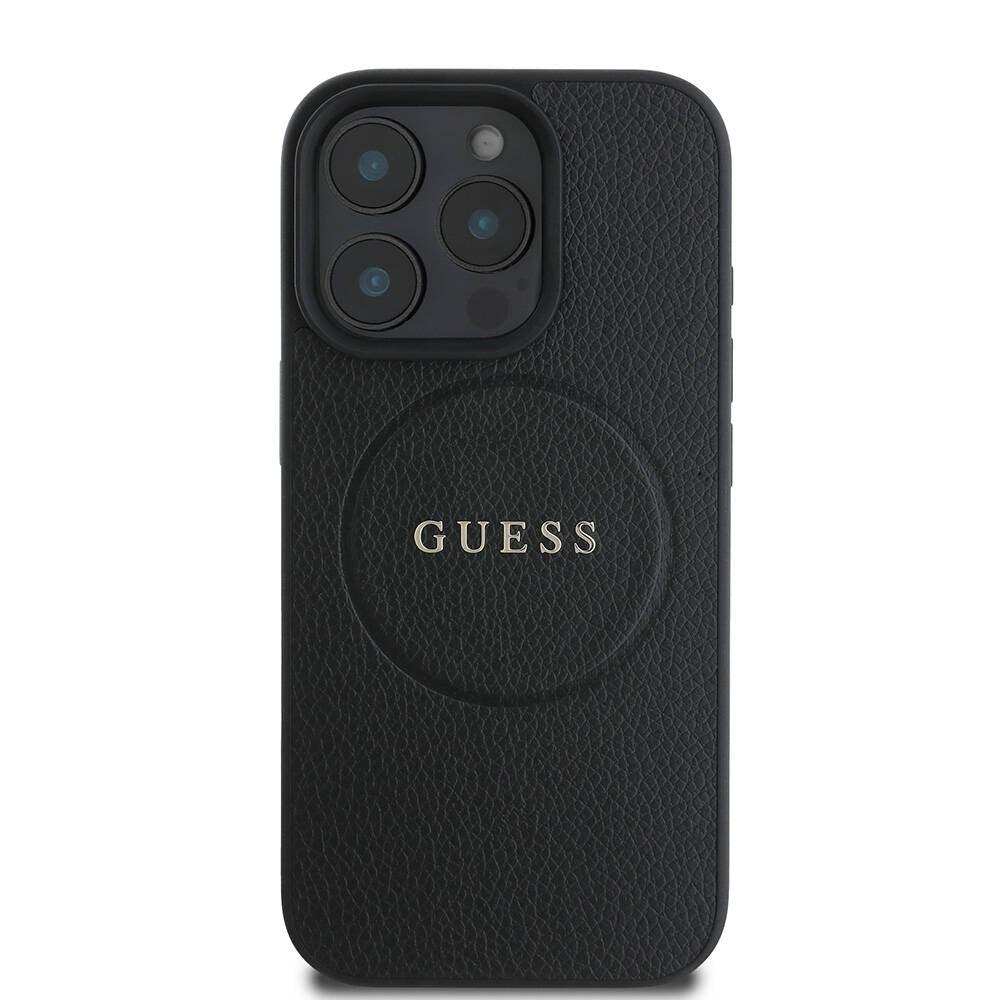 MagSafe hoes voor Apple iPhone 16 Pro Max, Guess, Grained Gold Ring, Zwart