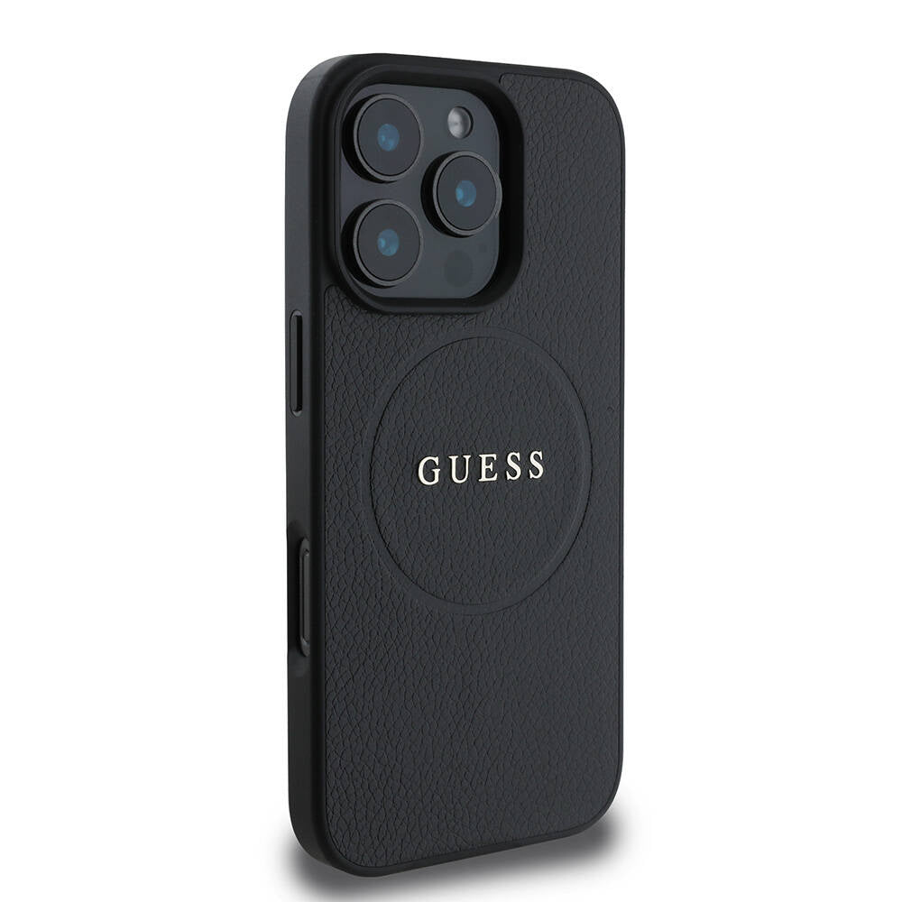 MagSafe hoes voor Apple iPhone 16 Pro Max, Guess, Grained Gold Ring, Zwart