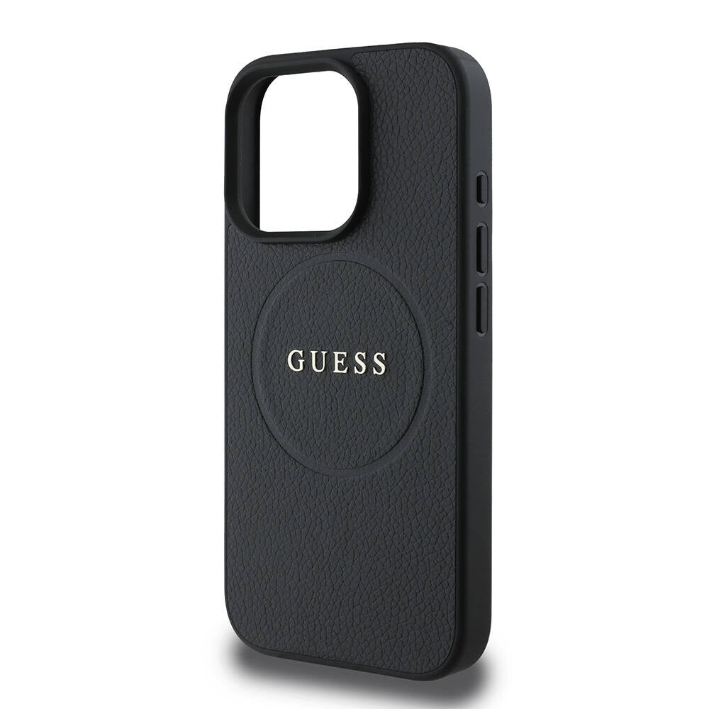 MagSafe hoes voor Apple iPhone 16 Pro Max, Guess, Grained Gold Ring, Zwart