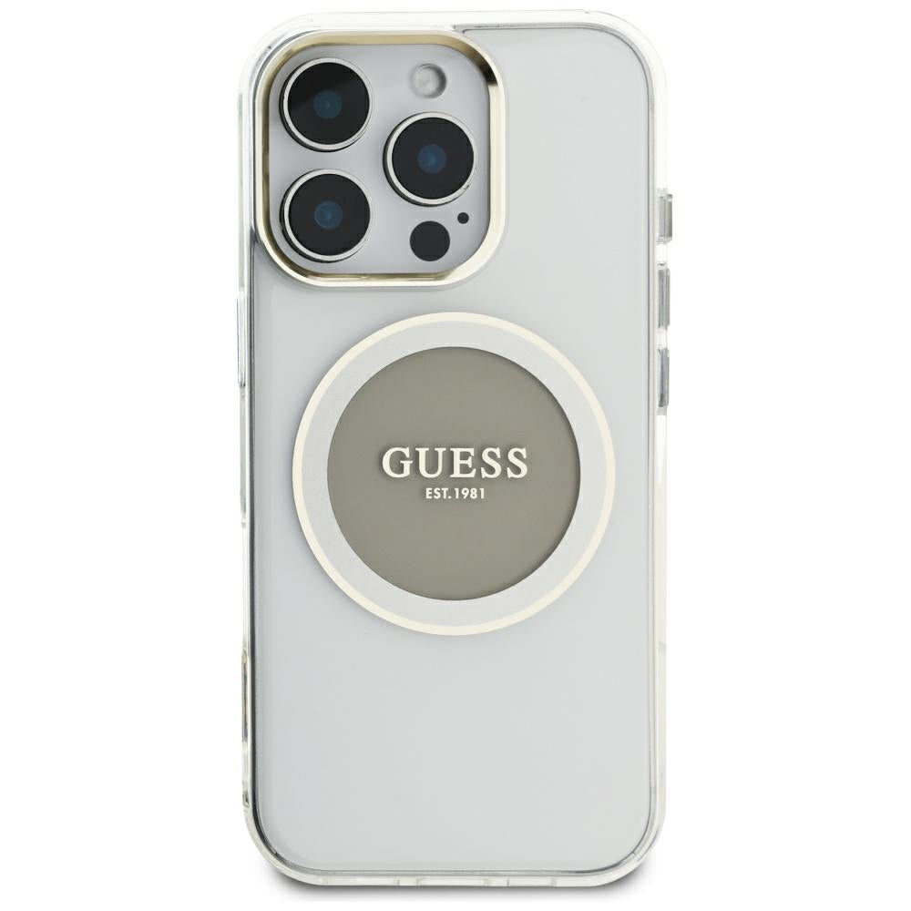 MagSafe hoesje voor Apple iPhone 16 Pro Max, Guess, IML Metal Colored Circle, Gri