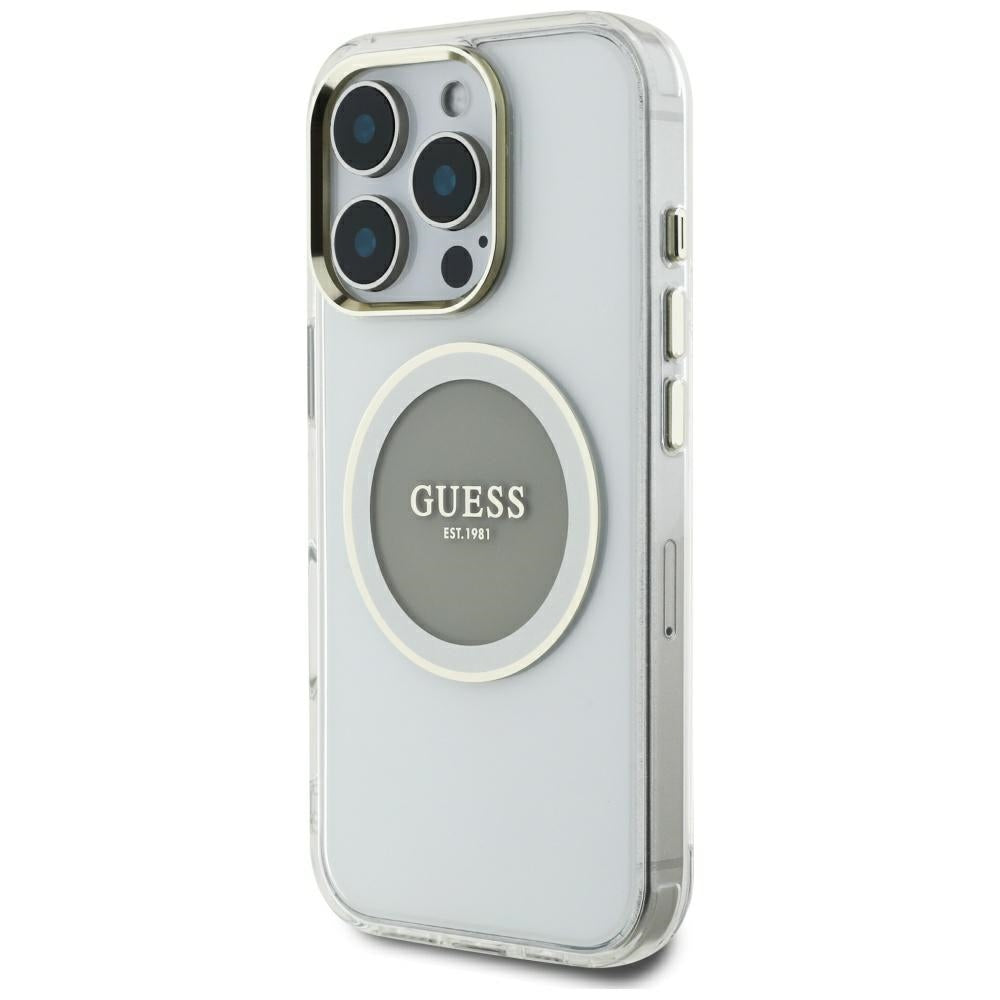 MagSafe hoesje voor Apple iPhone 16 Pro Max, Guess, IML Metal Colored Circle, Gri