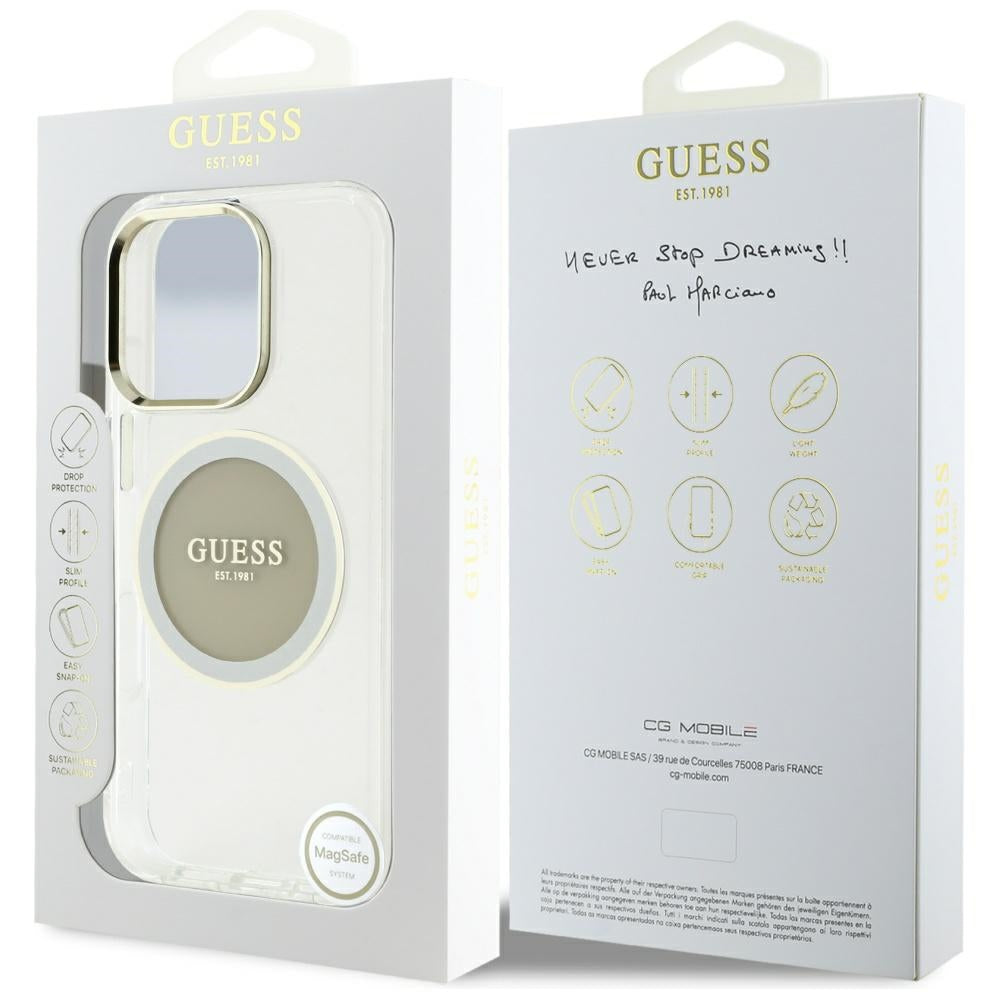 MagSafe hoesje voor Apple iPhone 16 Pro Max, Guess, IML Metal Colored Circle, Gri