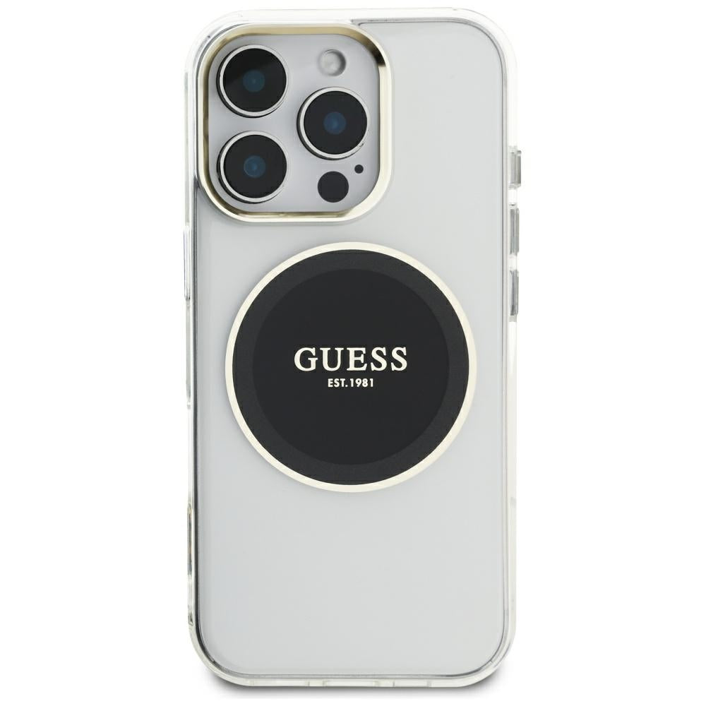 MagSafe hoesje voor Apple iPhone 16 Pro Max, Guess, IML Metal Colored Circle, Zwart
