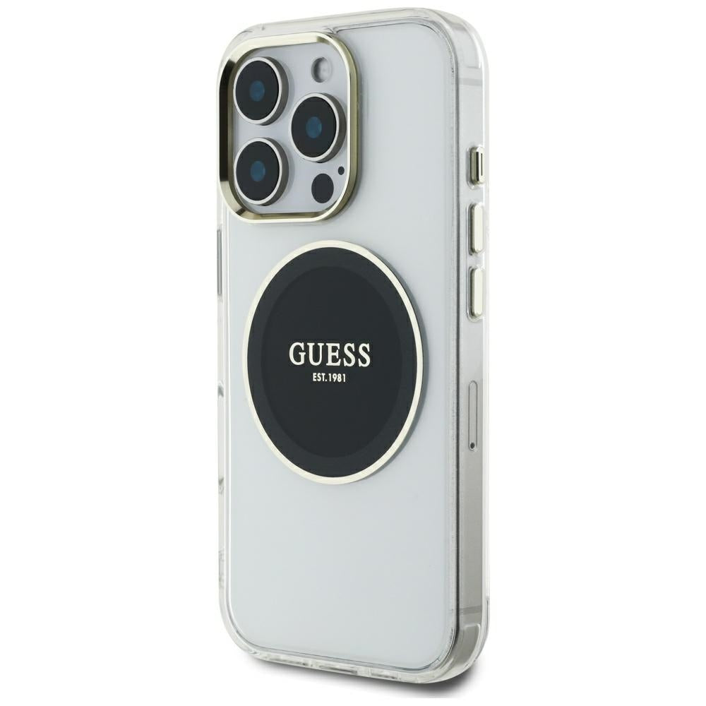 MagSafe hoesje voor Apple iPhone 16 Pro Max, Guess, IML Metal Colored Circle, Zwart