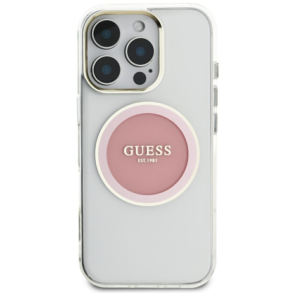 MagSafe hoesje voor Apple iPhone 16 Pro Max, Guess, IML Metal Colored Circle, Roze