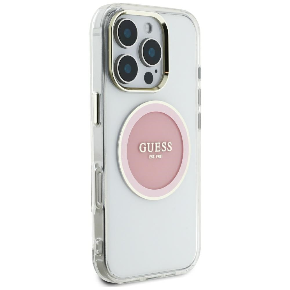 MagSafe hoesje voor Apple iPhone 16 Pro Max, Guess, IML Metal Colored Circle, Roze