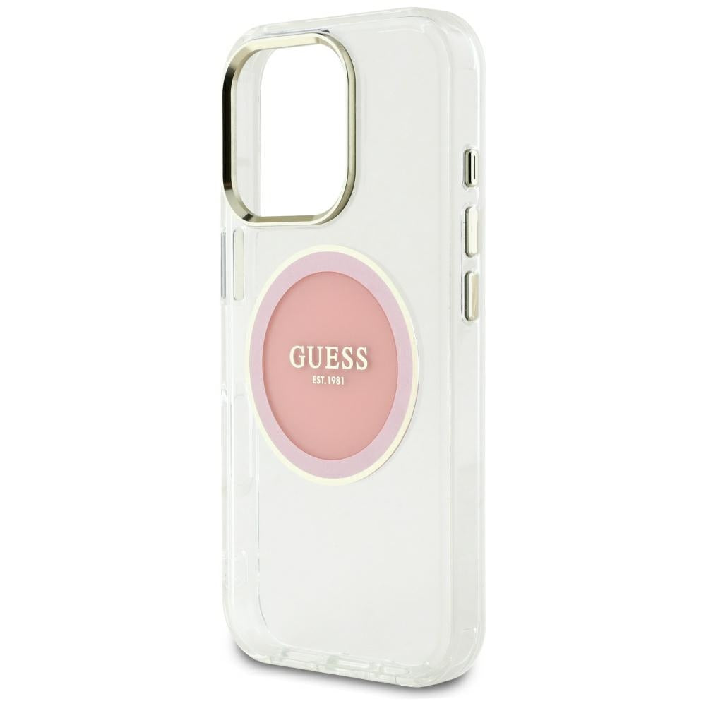 MagSafe hoesje voor Apple iPhone 16 Pro Max, Guess, IML Metal Colored Circle, Roze