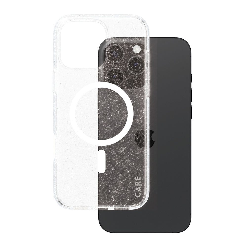 MagSafe Case for Apple iPhone 16 Pro Max, PanzerGlass, Urban Combat Star Lit Care, White Transparent