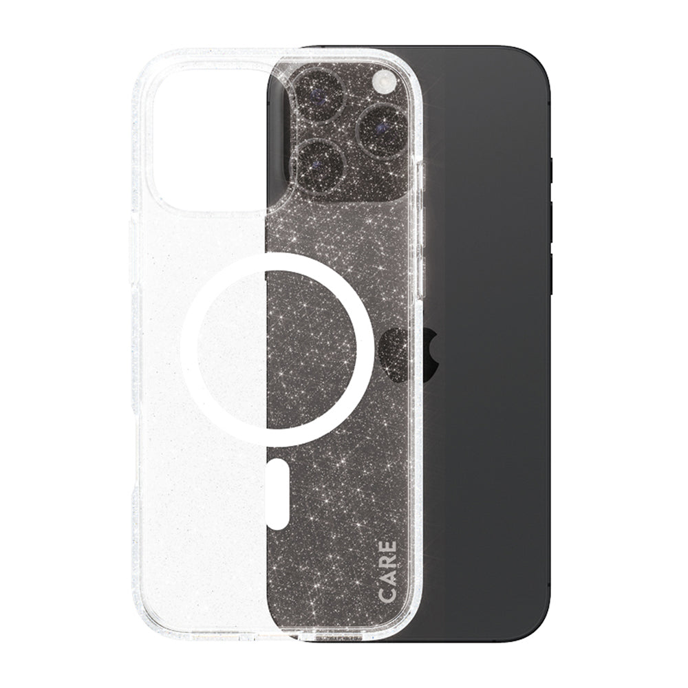 MagSafe hoes voor Apple iPhone 16 Pro, PanzerGlass, Care Urban Combat Star Lit, Transparant Wit