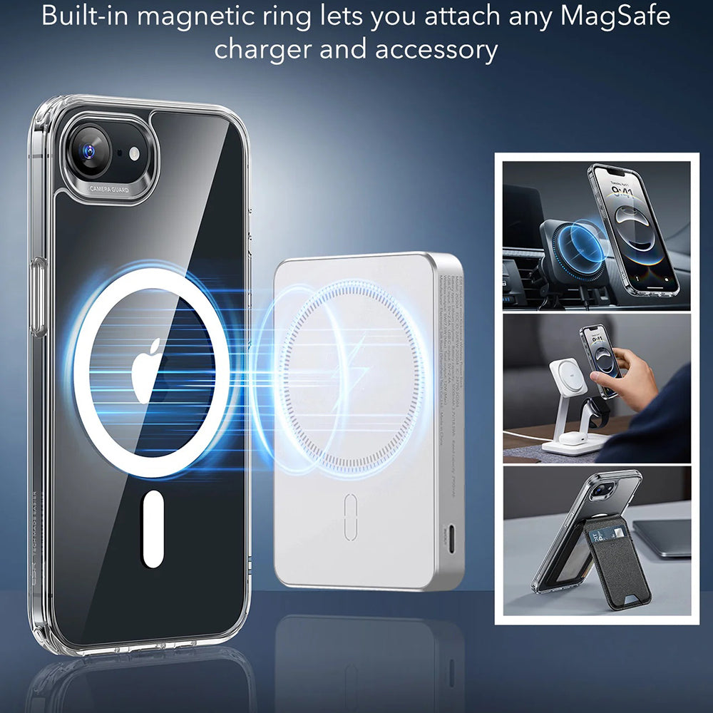 MagSafe hoesje voor Apple iPhone 17e / 16e, ESR, Classic Hybrid, Transparant