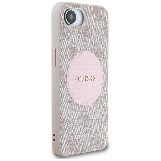 MagSafe hoesje voor Apple iPhone 16e, Guess, 4G Circle Classic Logo, Roze