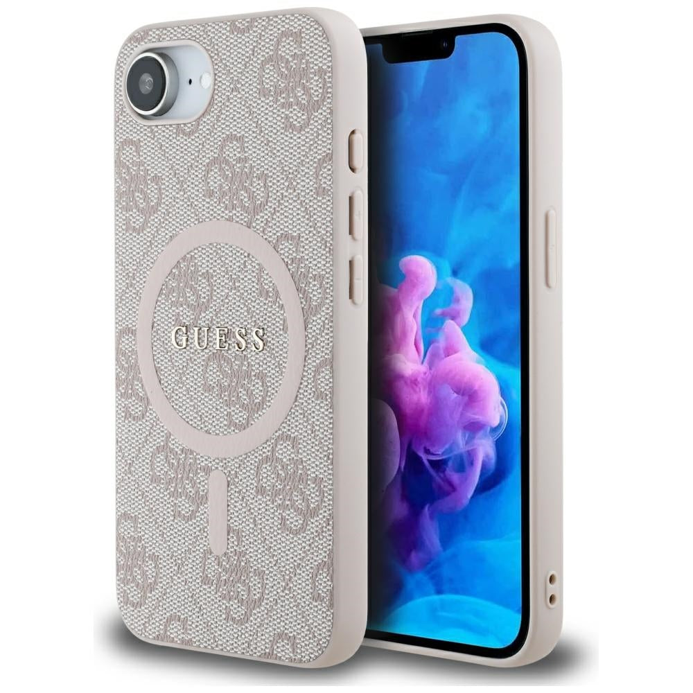 MagSafe hoesje voor Apple iPhone 17e / 16e, Guess, 4G Ring Classic Logo, Roze