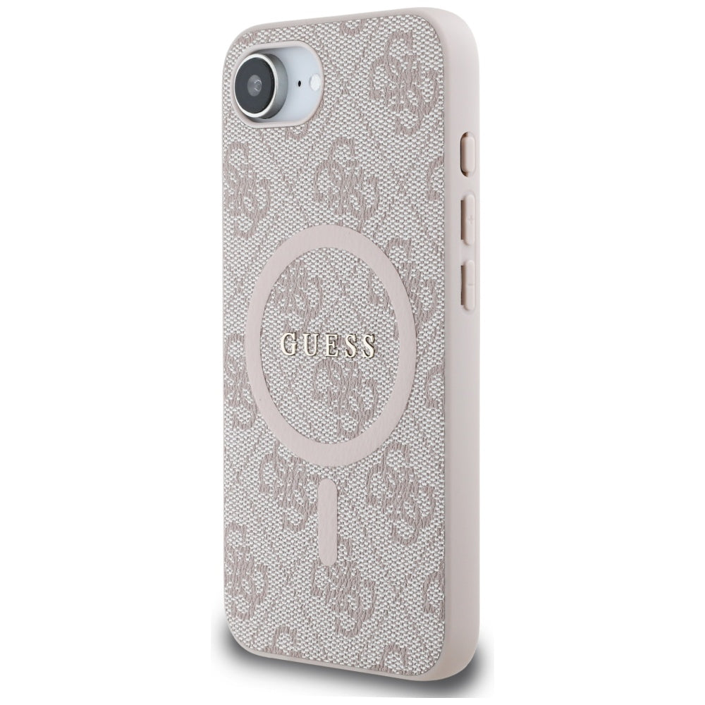 MagSafe hoesje voor Apple iPhone 17e / 16e, Guess, 4G Ring Classic Logo, Roze