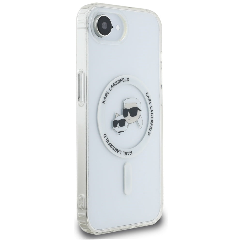MagSafe hoesje voor Apple iPhone 17e / 16e, Karl Lagerfeld, IML Metal Karl & Choupette's Heads, Wit