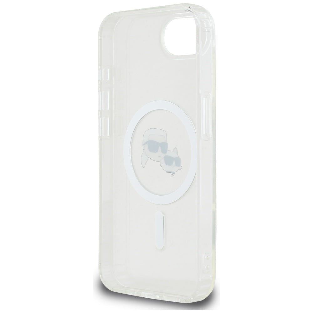 MagSafe hoesje voor Apple iPhone 17e / 16e, Karl Lagerfeld, IML Metal Karl & Choupette's Heads, Wit