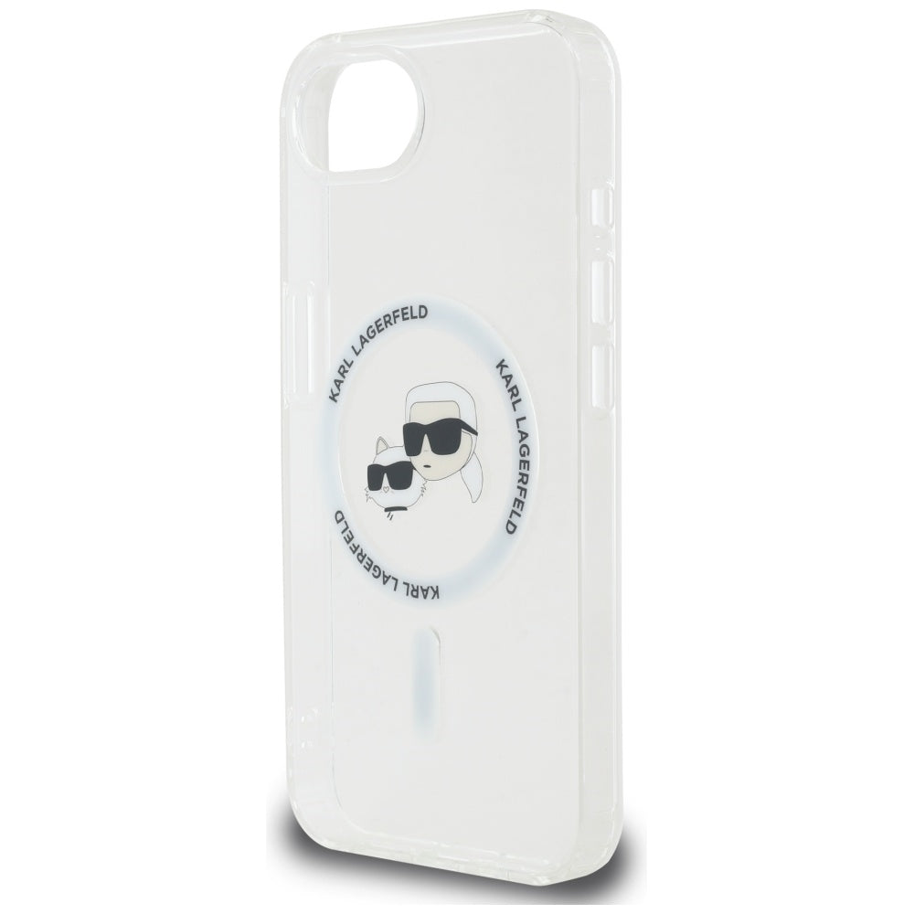 MagSafe hoesje voor Apple iPhone 17e / 16e, Karl Lagerfeld, IML Metal Karl & Choupette's Heads, Wit