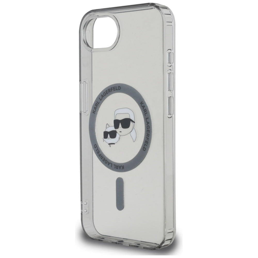 MagSafe hoesje voor Apple iPhone 17e / 16e, Karl Lagerfeld, IML Metal Karl & Choupette's Heads, Zwart