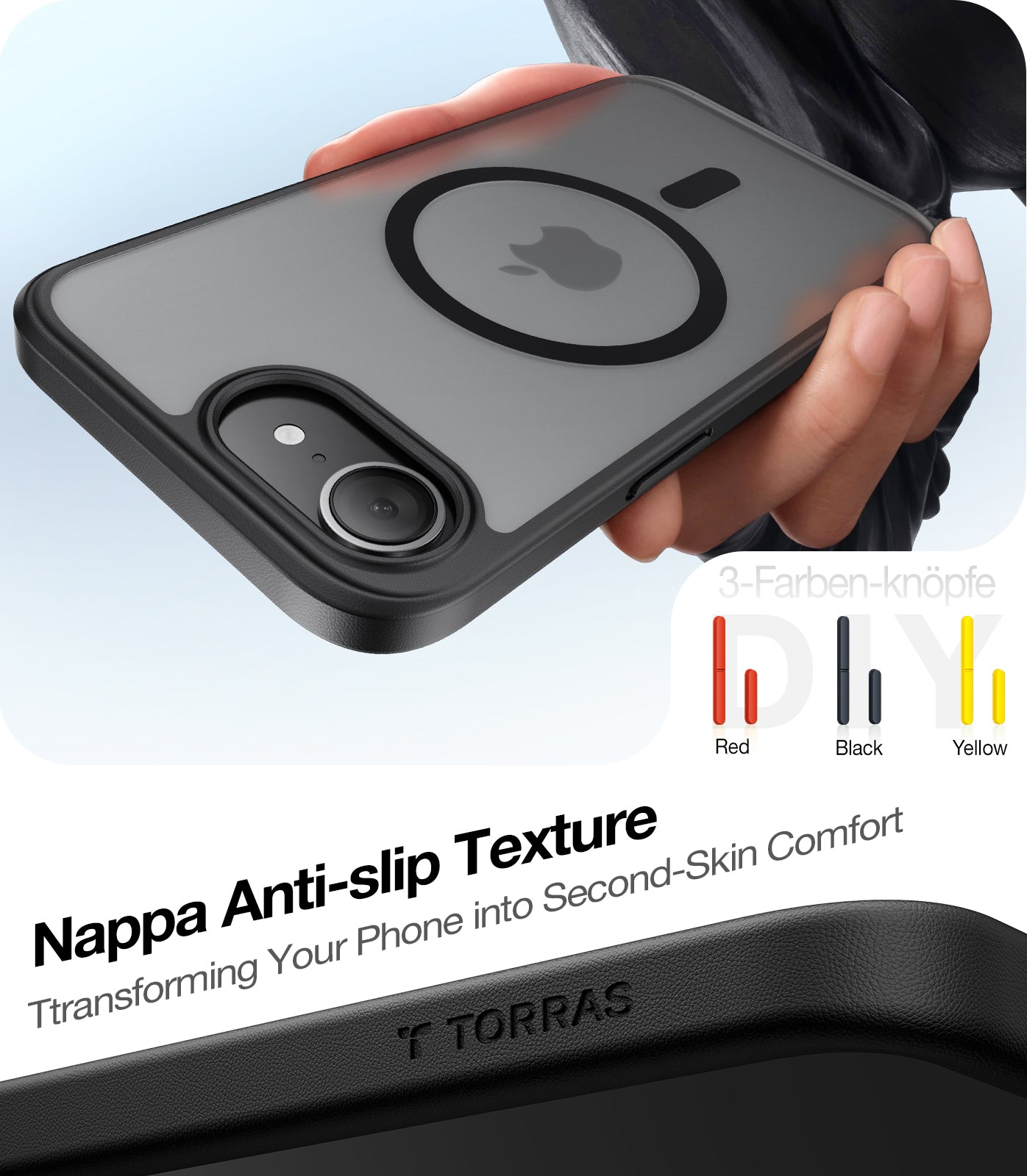 MagSafe hoesje voor Apple iPhone 17e / 16e, Torras, Guardian, Zwart