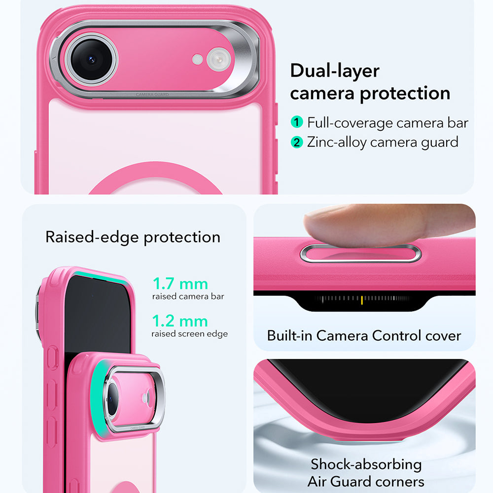 MagSafe hoesje voor Apple iPhone 17 Air, ESR, Classic Hybrid Kickstand, Satijnroze