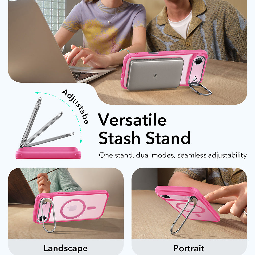 MagSafe hoesje voor Apple iPhone 17 Air, ESR, Classic Hybrid Kickstand, Satijnroze